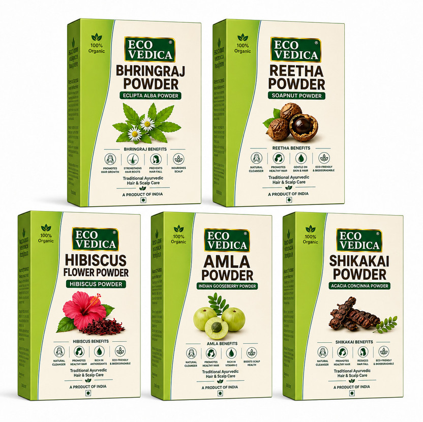ECOVEDICA Amla, Reetha, Shikakai, Bhringraj and Hibiscus Powder